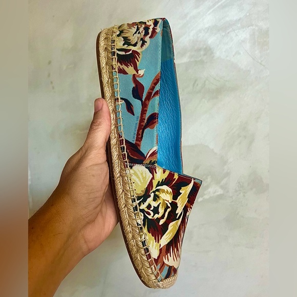 BURBERRY MULTICOLOR FABRIC CANVAS FLORAL HODGESON ESPADRILLE FLATS SIZE 41 - Picture 14 of 15